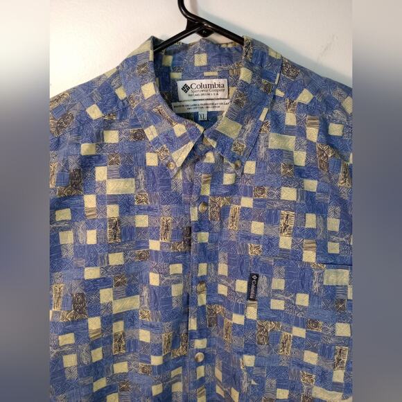 Vintage Columbia Button Front Shirt Blue Fish Size XL Hawaiian - Picture 5 of 8